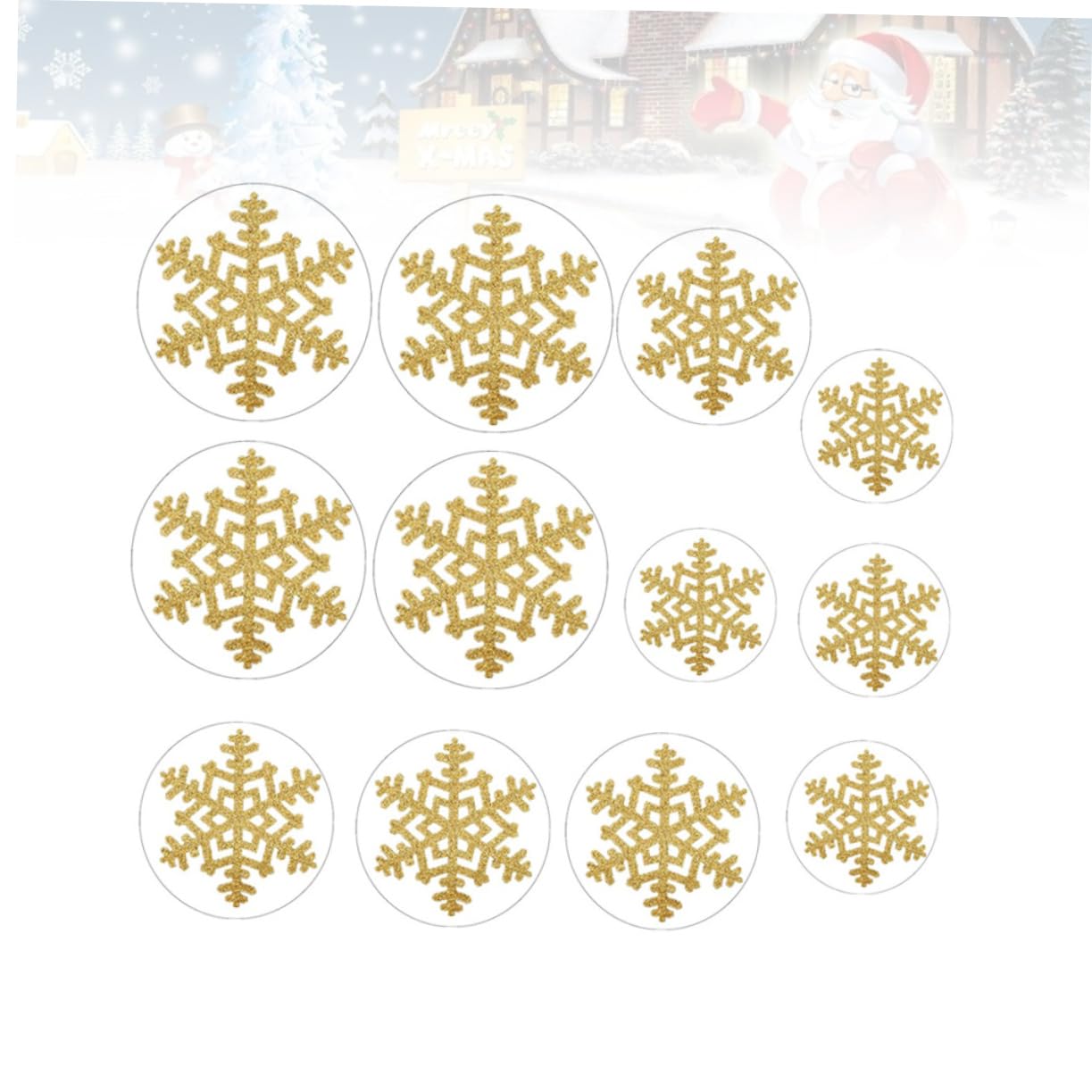 OUNONA 36stücke Weihnachts-schneeflocken Aufkleber Kreative Pvc Wandtattoos Abnehmbare Fußboden-dekoration Glitzernde Weihnachtsdeko Für Zuhause Und Partys