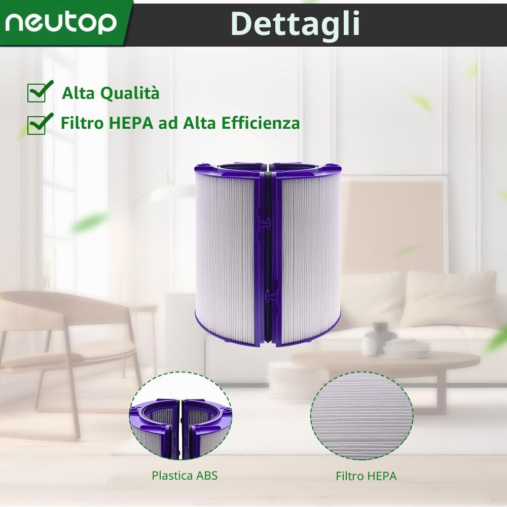 Combi Filtro HEPA e carbone compatibile con Dyson TP07 HP07 TP06 HP06 TP09 HP09 PH01 PH02 PH03 PH04 Purificatore d'aria Pure Hot Cool umidificatore (viola)
