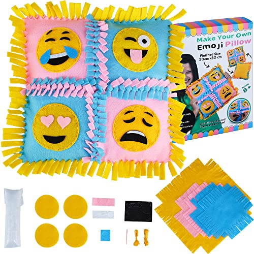 Sewing Kit for Kids Ages 8-12, Fashion Designer Kits for Girls Boys, Emoticon Pillow Arts and Crafts for Kids Ages 8-12, My First Sewing Kit, Learn to Sew Kit for Girls, Sewing Kits for Children