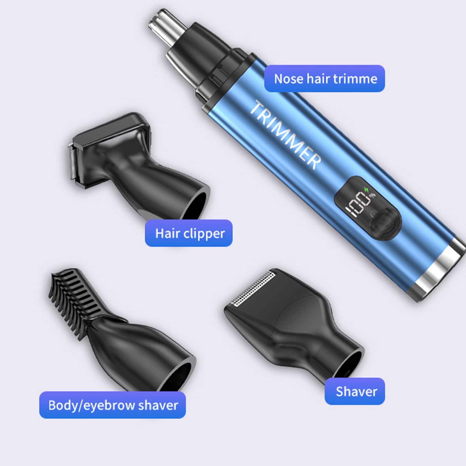 Rasoio per capelli naso Strumento da barba elettrico 4 in 1 Dispositivo per la toelettatura Rasoi elettrici Strumento per la toelettatura ricaricabile USB Dispositivo portatile