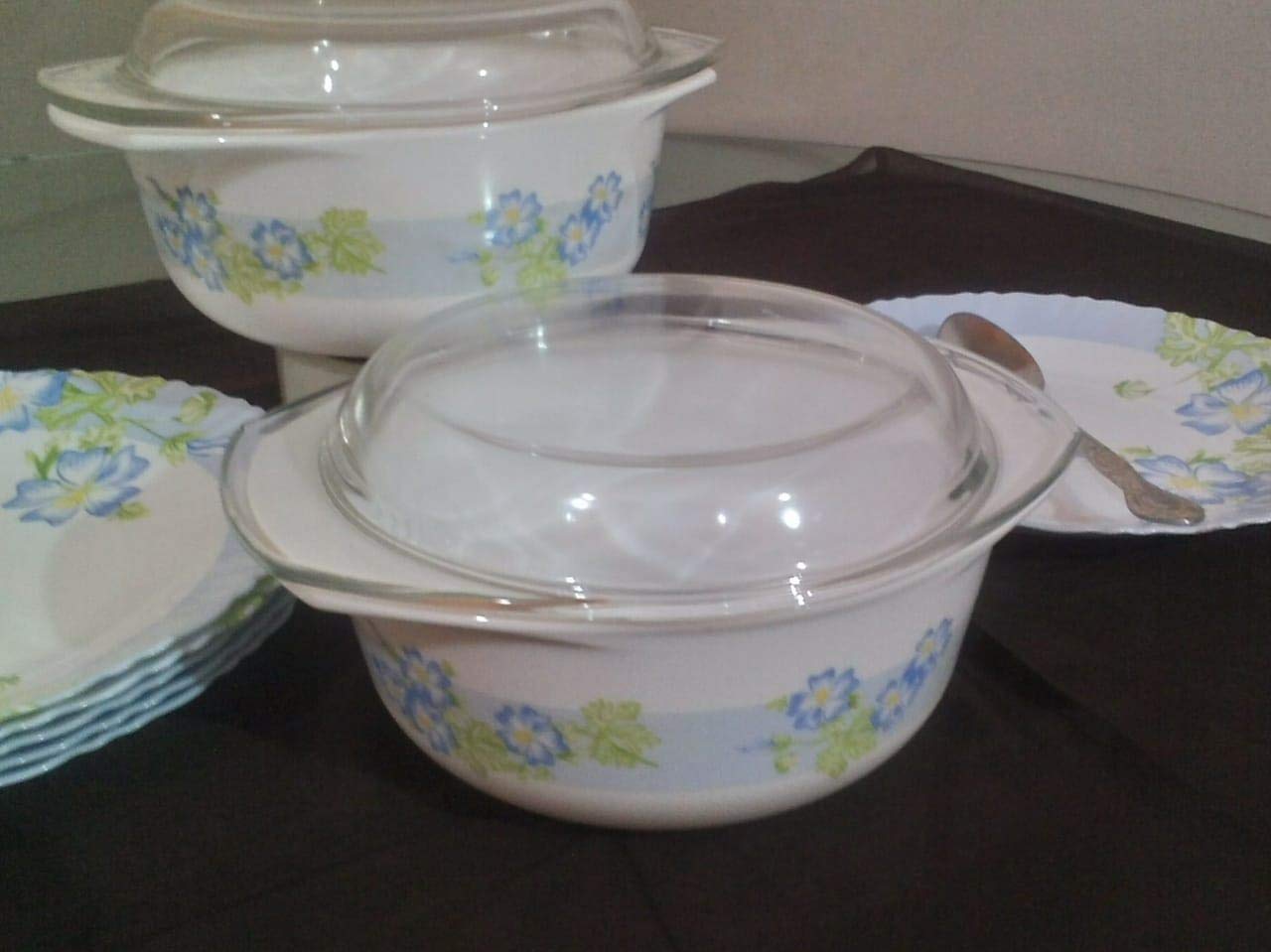 Buy R.A.K Floral Opal Glass Casserole with Glass Lid 1500 ml (224 Blue