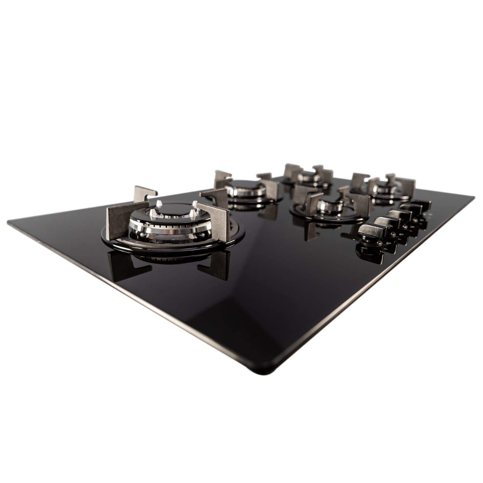 Buy SIA GHG902BL 90cm Black Glass 5 Burner Gas Hob With Cast Iron Pan
