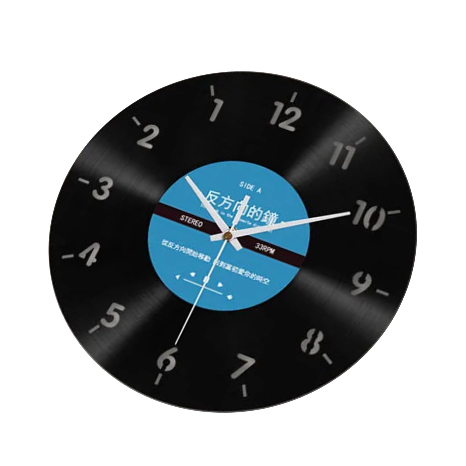 Hsioluted Reverse Wall Clock 12Inch Vinyls Record Backwards Running Time Decorative Wall Clock for Home or Decors Counterclockwise