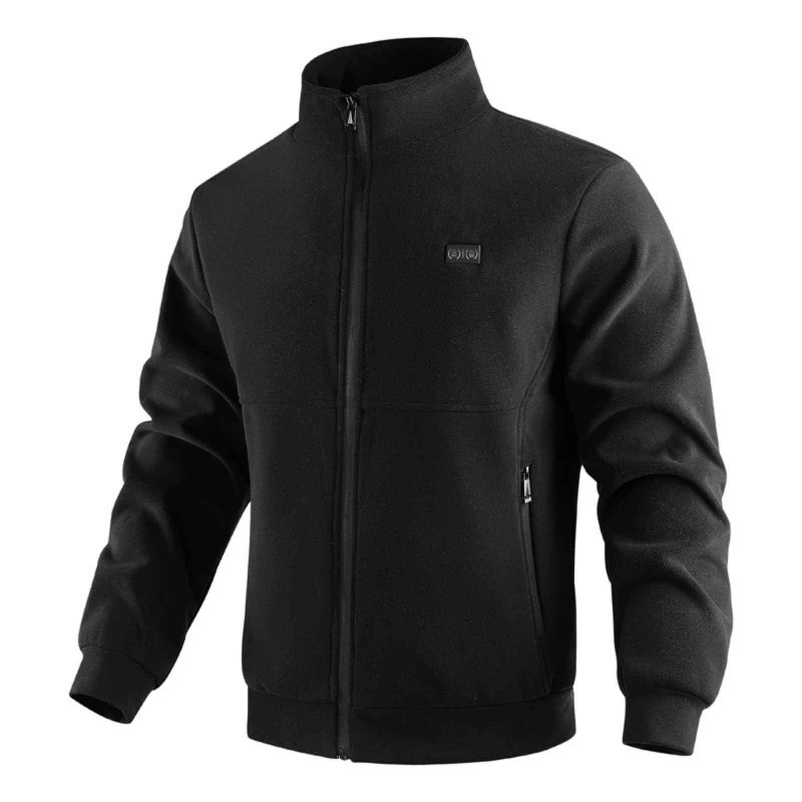 Greabuy Chaqueta de forro polar con calefacción recargable con paquete de batería, chaquetas térmicas de 8 zonas con cuello térmico para mujeres y hombres, abrigo térmico eléctrico suave