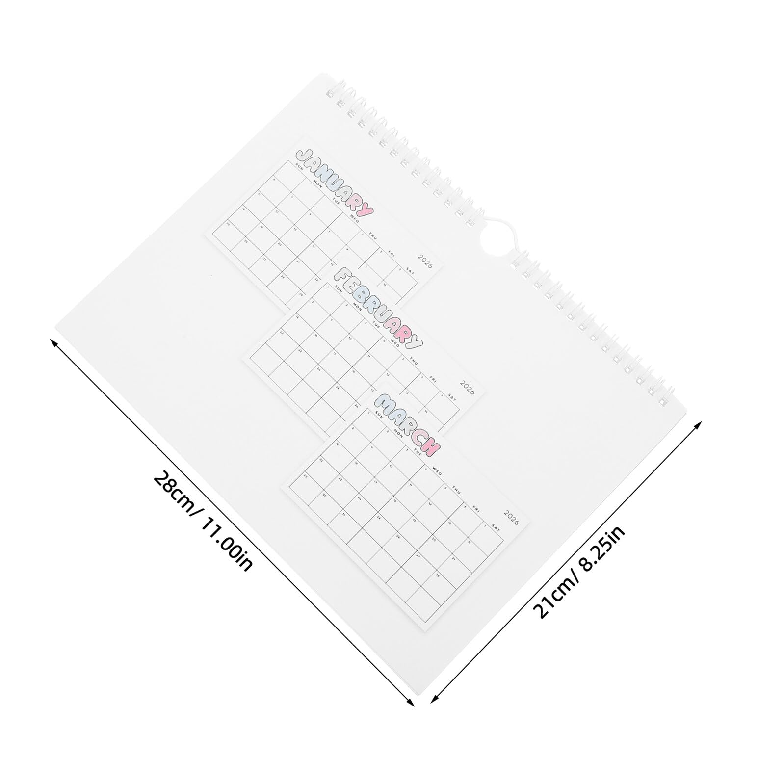5 Stück Wandkalender 2026 Großer Monatskalender mit Spiralbindung Hängender Planer für Büro und Zuhause Papierkalender zur Termin und Jahresplanung