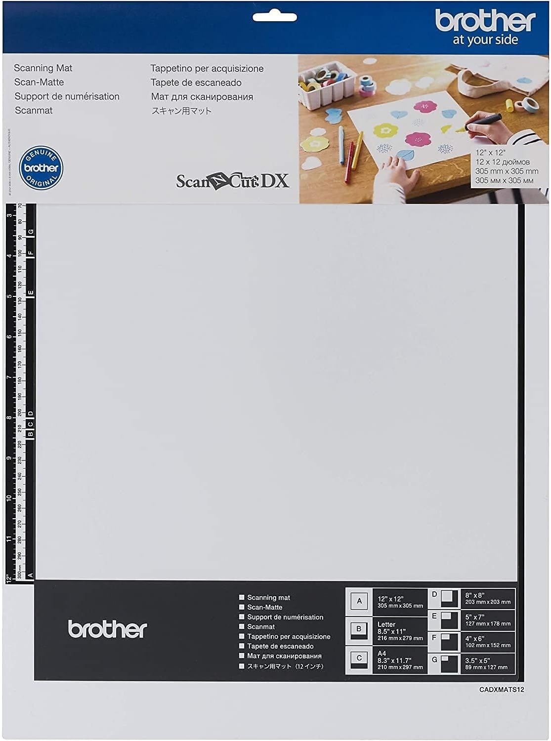 Brother ScanNCut DX Mat CADXMATS12, 12 x 12-Inch Scan Mat, Non-Adherent Mat for Scanning Custom Designs, Accessories for Brother Cutting Machines
