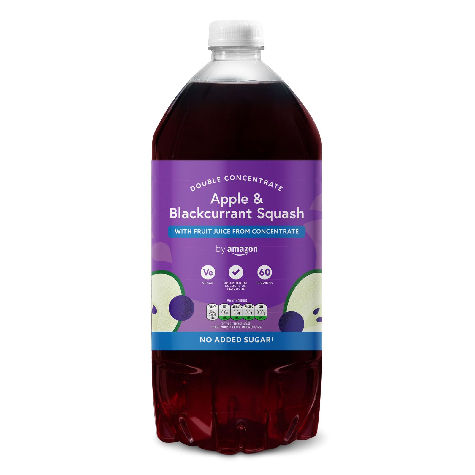by Amazon Apple & Blackcurrant Squash Double Concentrate, 1.5L, No Added SugarCompact by Design (Certified by Amazon)