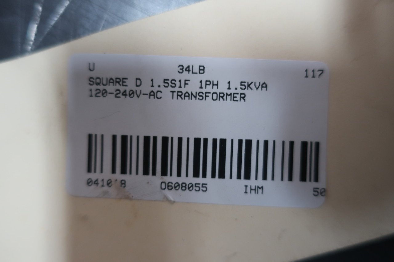 SQUARE D 1.5S1F 1PH 1.5KVA 240/480V-AC 120/240V-AC VOLTAGE TRANSFORMER D608055