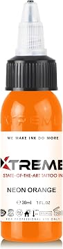 Xtreme Tattoo Ink, Versatile Medium Viscosity for Precision Tattooing, Rich Hue, Quick Healing, Acrylic-Free, Water Based, Highest Safety Standards - Ready-to-Use Tattoo Ink Neon Orange, 1 oz