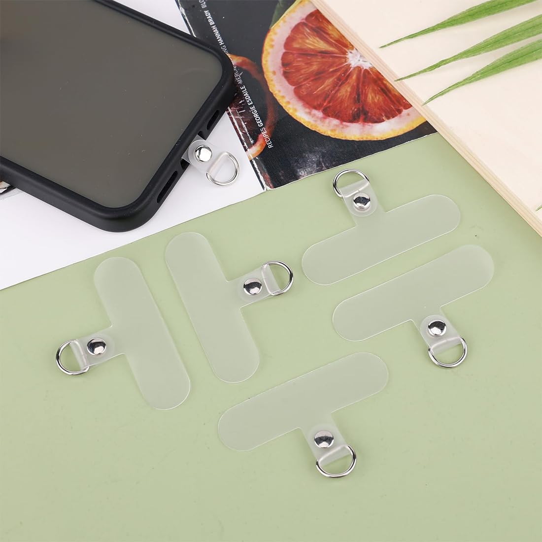 8pcs Patch pour Téléphone Portable,Transparent Patch pour Cordon de Téléphone Portable Polyvalent Onglet d'Attache de Téléphone pour la Plupart des Étuis de Téléphone Portable
