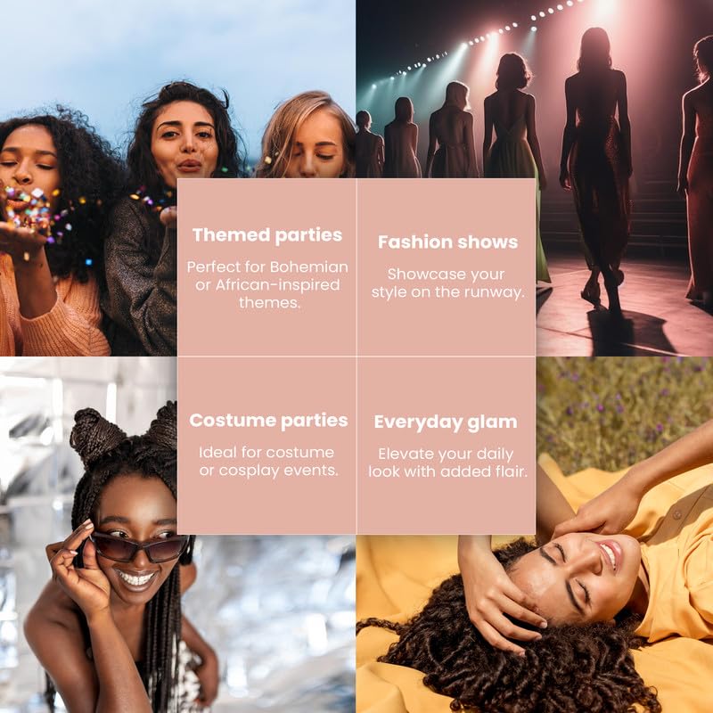 Miniatura 7 de Passion is Beauty - Peluca de encaje completo sin nudos Fulani Box trenzado con pelo de bebé, pelucas de encaje sintético (24 pulgadas, 1B negro