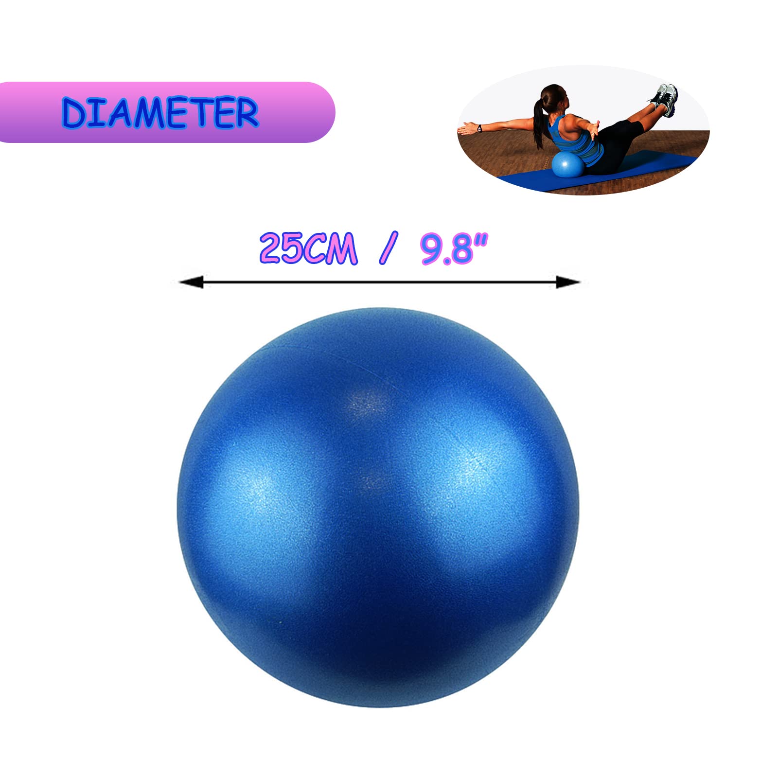 Ballon de Pilates 2pcs 25cm Mini Ballon de Stabilité pour Gymnase Bureau Domicile