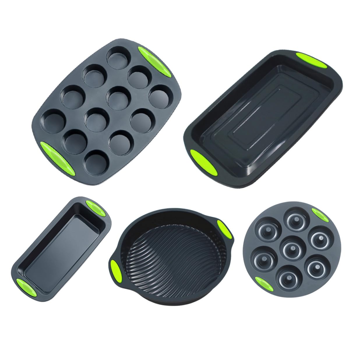 Amosfun Moldes de Silicona Kit de 5 Reutilizables y Fáciles de Limpiar para Hornear Pasteles Ideales para Cocina y Repostería Casera