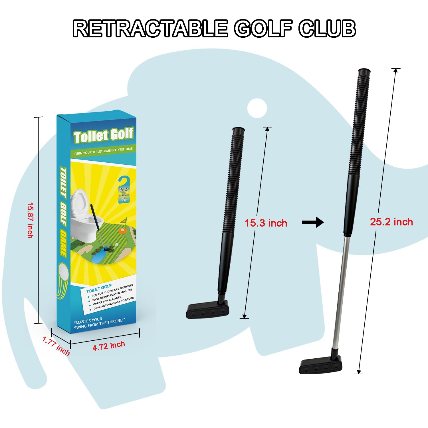 Funny Mini Golf Gag Gifts for Men Golfer, Toilet Golf Bathroom Game for Adults, Unique Birthday Gift for Dad from Daughter Son, Fun White Elephant Gift Idea for Brother, Husband, Boys, Boyfriend,Him