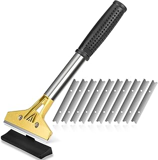Razor Blade Scraper, 4 inch Scraper Tool with 10PCS Extra Metal Blades, Large Cleaning Razor Scraper, Floor Scraper, Glass Stove top Scraper, Window Scraper for Paint, Gum, Glue Remover