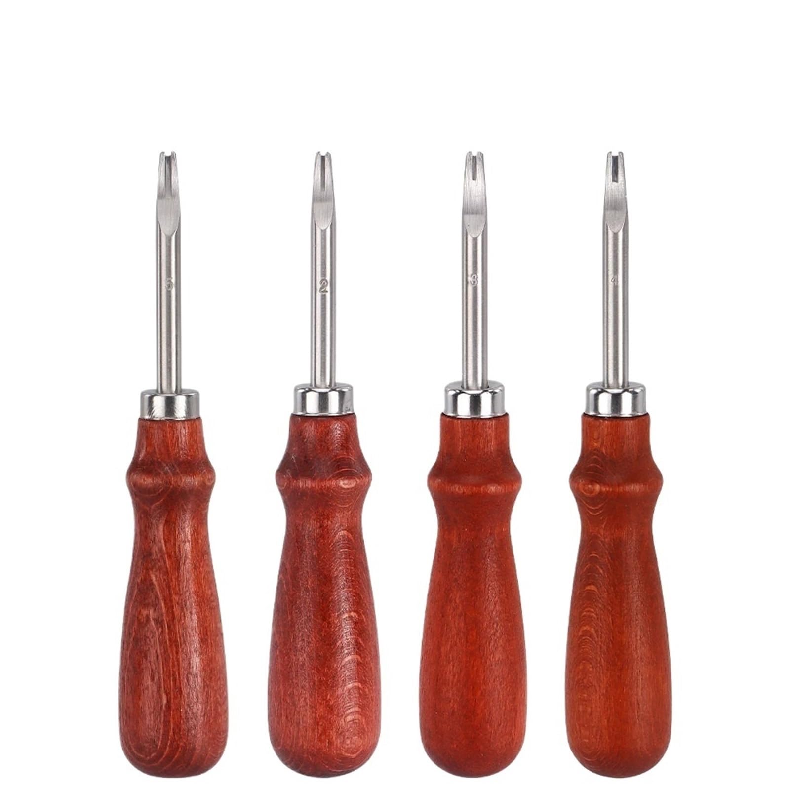 Bigbibi Leather Edge Beveler Tool Set - Premium Wood Handle Skiving & Beveling Tools for Crafting and Leatherworking(0.8-1.0-1.2-1.5mm)
