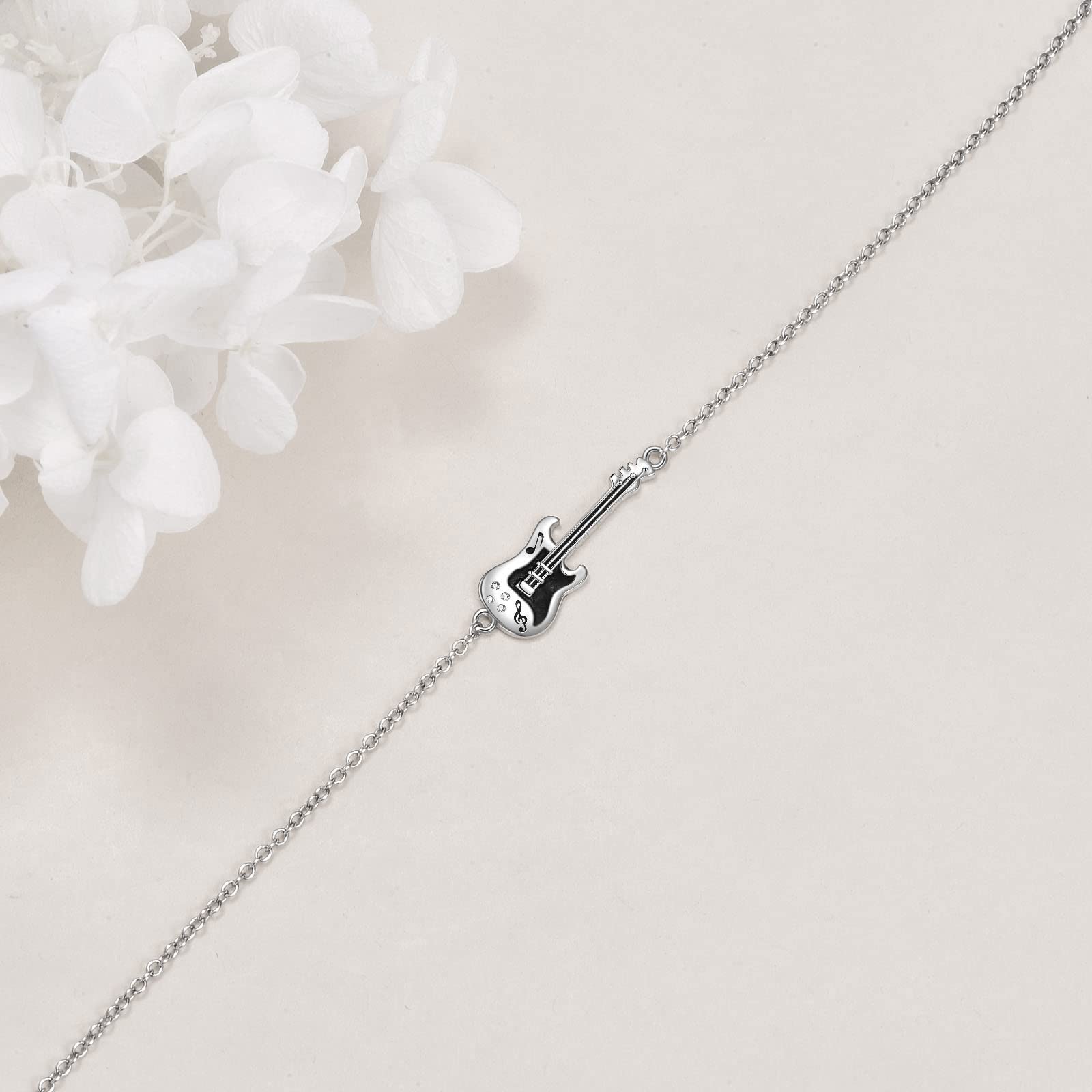 YFN Bracelet Guitare Argent Sterling Bijoux Musique Cadeaux Punk Rock pour Femme Homme Fille Garçons Amoureux de la Guitare