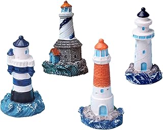 Lighthouse Decoration 4Pcs Fish Tank Decorations Nautical Lighthouse Res...