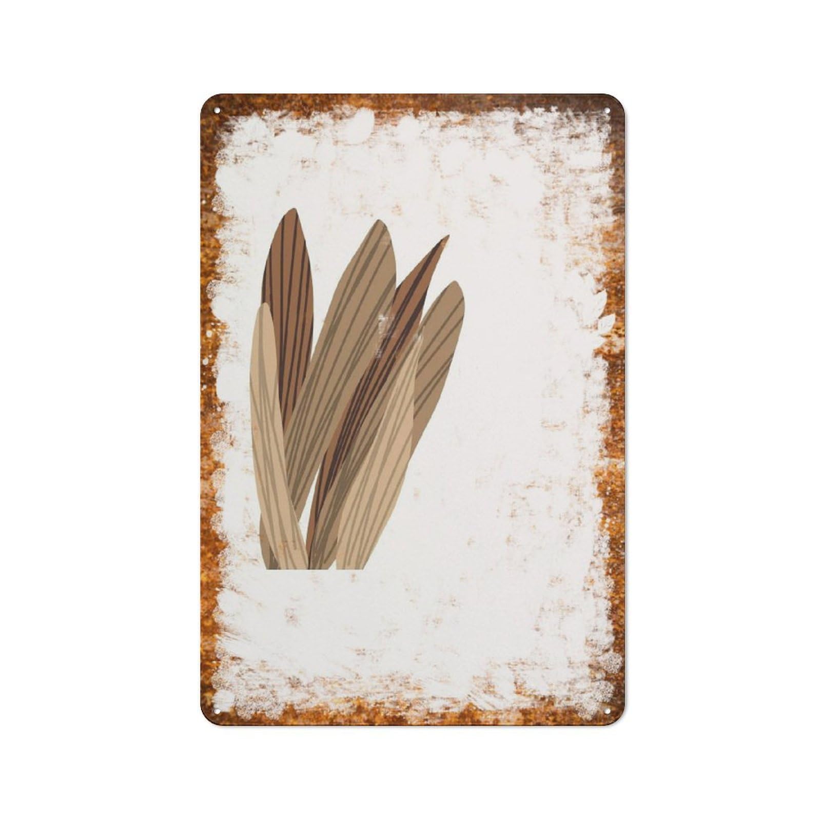 peiyeety Metal Tin Sign Dried Leaves Pattern Vintage Rustic Wall Art Kitchen Bathroom Bedroom Living Room Cafe Farmhouse Entryway Office Garage Home Bar Laundry Room Porch Patio 8x12 Inch