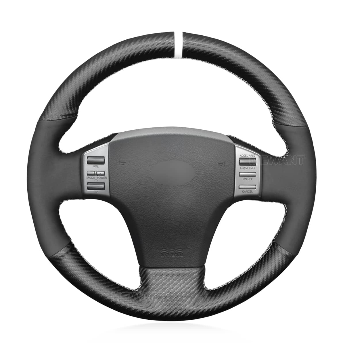 MEWANTSteering Wheel Cover for Infiniti G35 2003-2006 Made of PU Carbon Fiber&Suede Steering Wheel Wrap