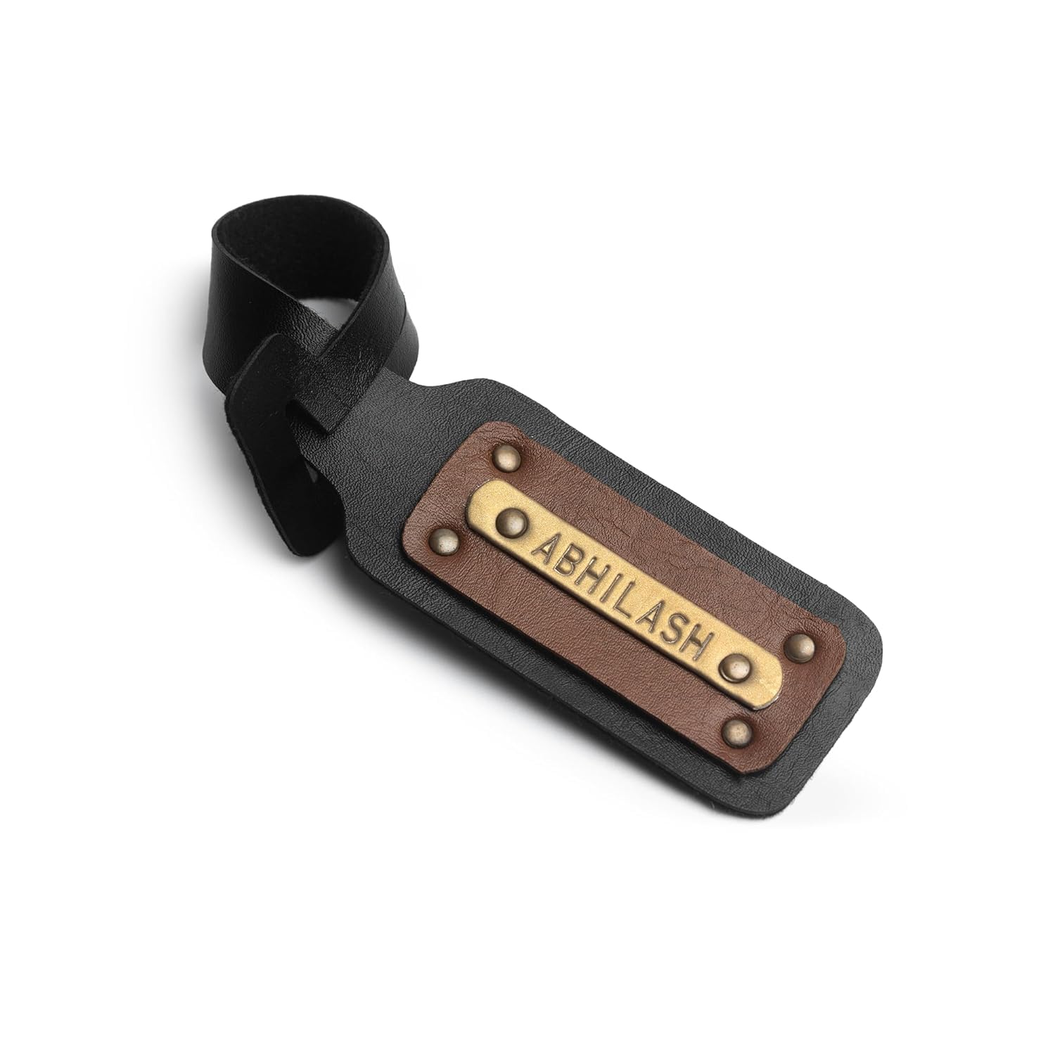 the messy corner Personalized Luggage Tag | Compatible with Travel Luggage, Suitcases, Office Laptop and School Bags | for Men and Women with Customized Name | Vegan Leather-Black-picture-10