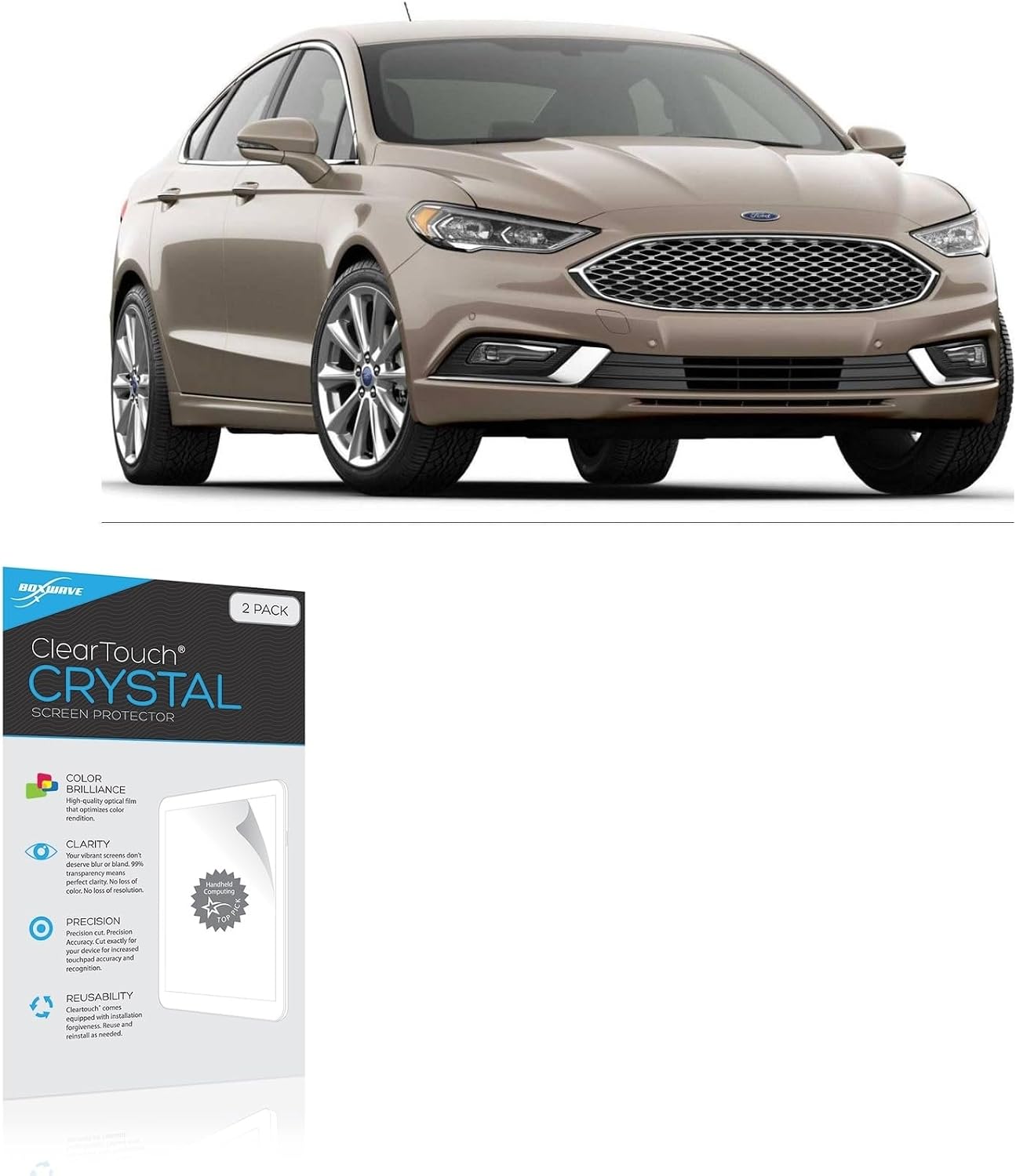 BoxWave Screen Protector Compatible with Ford 2018 Fusion Display (8 in) - ClearTouch Crystal (2-Pack), HD Film Skin - Shields from Scratches