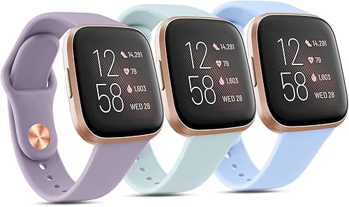 Miniatura 1 de Paquete de 3 bandas de silicona compatibles con Fitbit Versa 2 bandas para mujeres y hombres, correas de repuesto deportivas suaves y transpirables