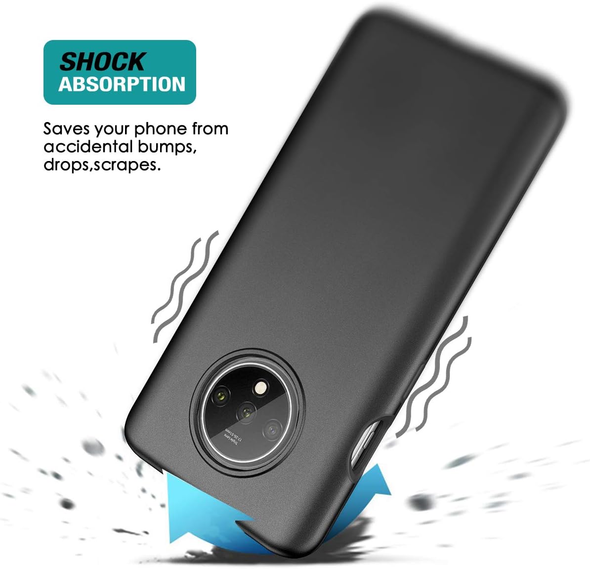 SURITCH Case for OnePlus 7T/1+7T,【Built in Screen Protector】 Lightweight Slim Soft TPU Rugged Dual-Layer Full Body Protective Case Hybrid Bumper Thin Matte Shockproof for OnePlus 7T/1+7T 6.55"(Black)