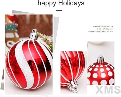 Miniatura 5 de Juego de 30 adornos de bolas de Navidad, bolas de adornos de Navidad inastillables, decoración de árbol de Navidad, bolas de árbol de Navidad rojas
