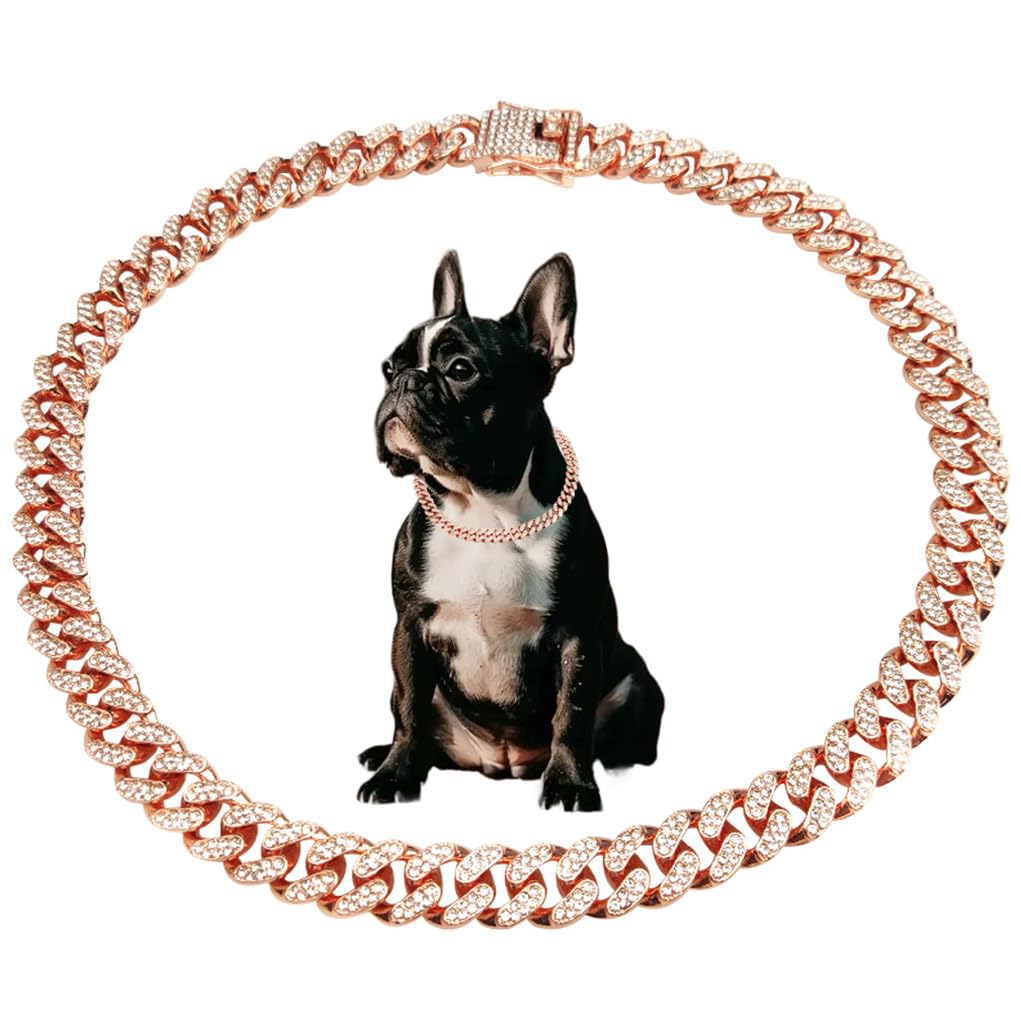 Collier en or rose pour chien chic avec strass pour briller lors des fêtes et événements