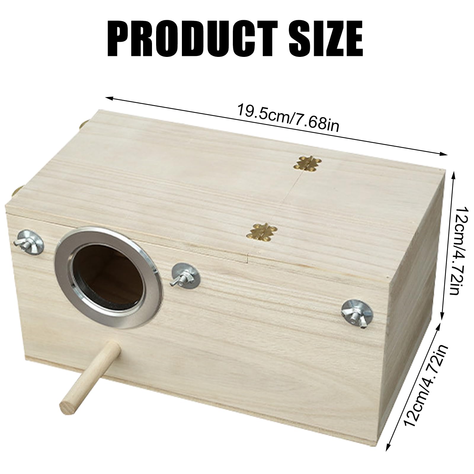 Caja nido para periquitos, agujero izquierdo, pajarera de madera, diseño transparente, nido, cría de aves, para periquitos, loros (12 x 12 x 19,5 cm)