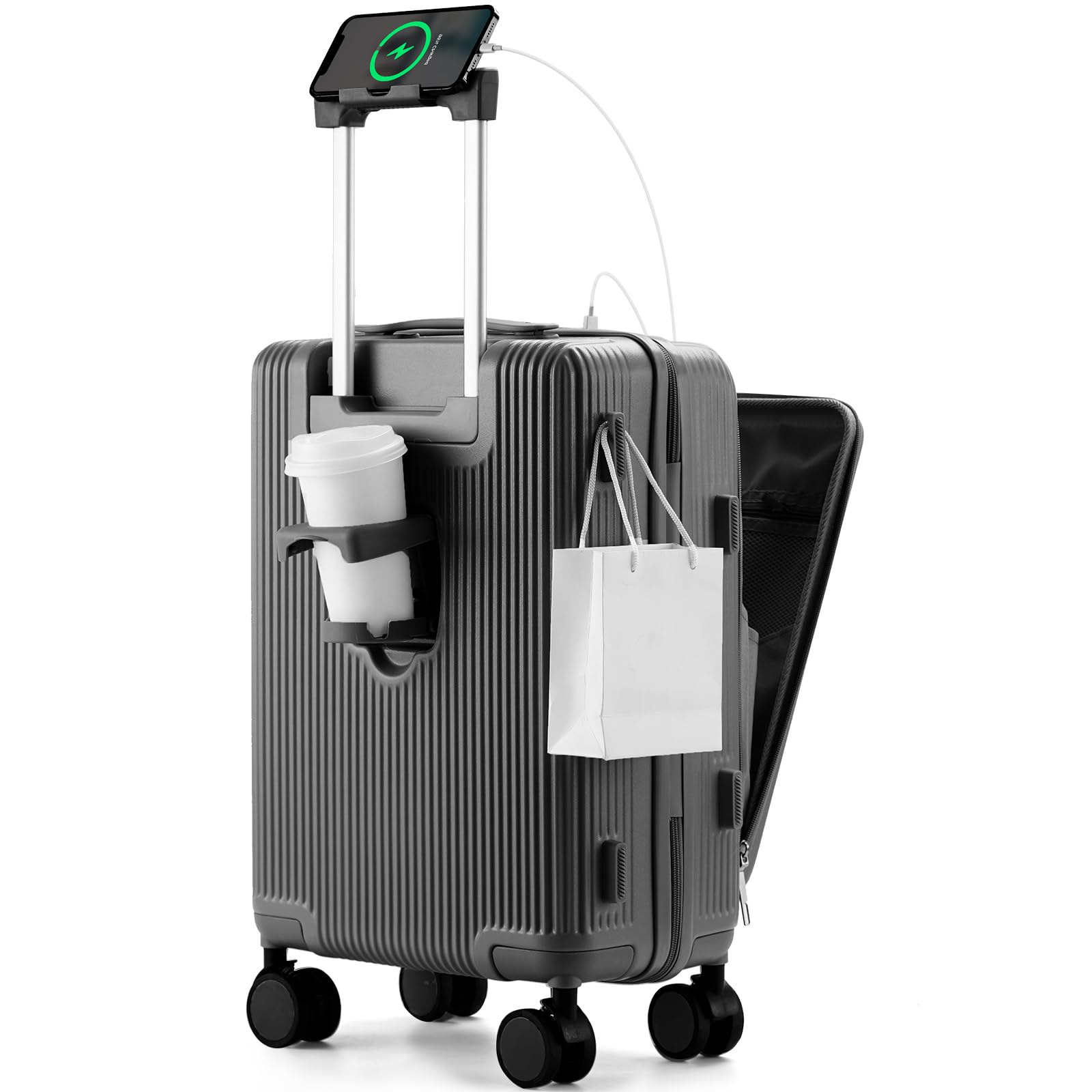 前開き スーツケース USBポート付き キャリーケース Sサイズ 5カラー