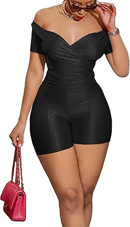 Amazon.com: One Piece Jumpsuits for Women - Sexy Off The Shoulder Twist ...