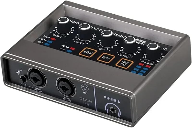 USB Audio Interface for PC with Touch Model, XLR Inputs with Preamps 16 bit/48 kHz Phantom Power XLR 48V Audio Interface for Recording Music, Live Streaming and Podcasting Recording