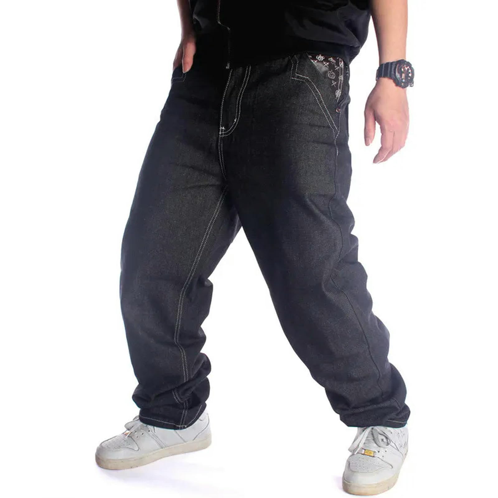Jeans Uomo Larghi High Street Jeans Uomo Straight Baggy Denim Pants