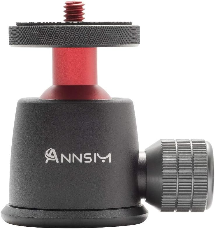 ANNSM Tripod Ball Head Mini Size 360° Pan and 135° Tilt Rotatable with 1/4” Screw Thread and Bubble Level Volume Locking Button for DSLR/Tripods/Monopods/Camera Slider Track/Camera Dolly Slider