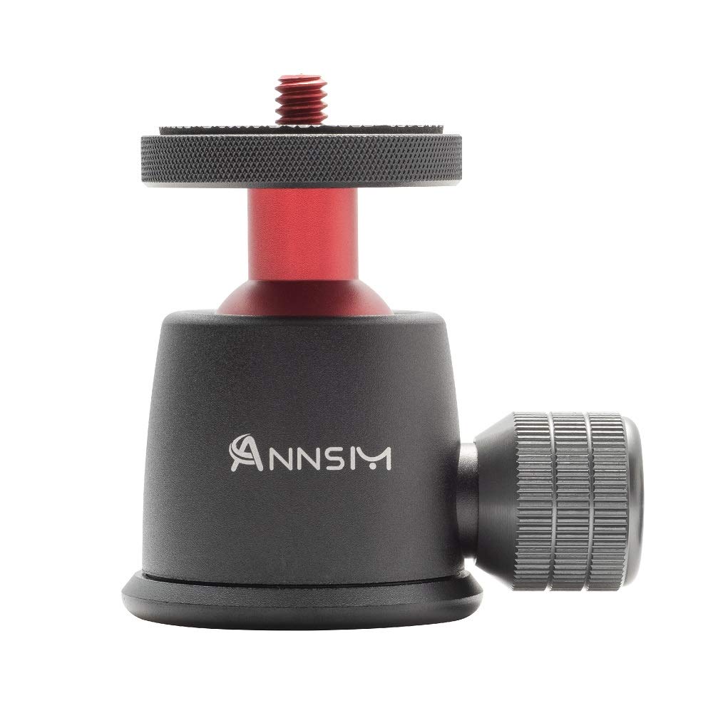 ANNSM Tripod Ball Head Mini Size 360° Pan and 135° Tilt Rotatable with 1/4” Screw Thread and Bubble Level Volume Locking Button for DSLR/Tripods/Monopods/Camera Slider Track/Camera Dolly Slider
