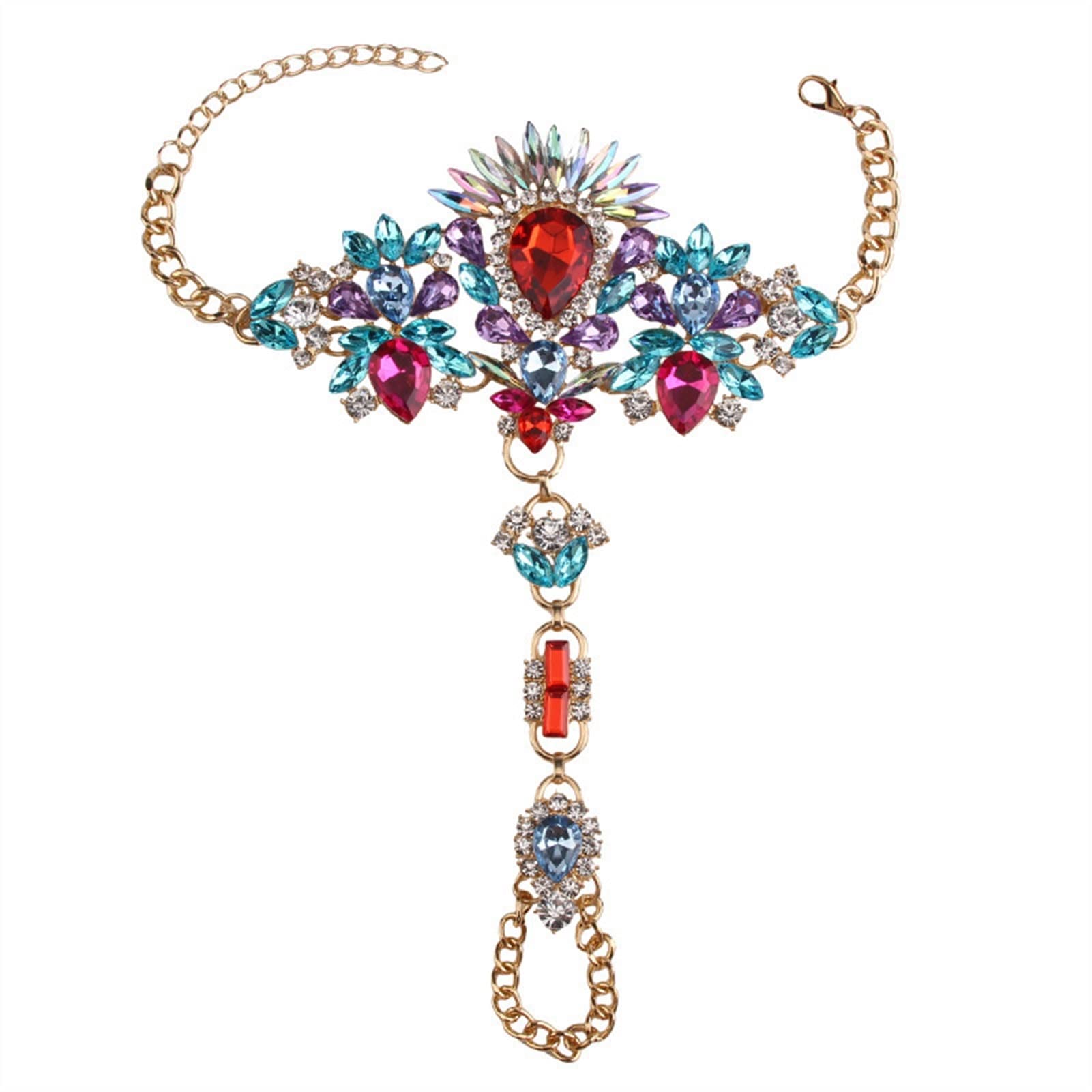Cavigliere Moda Cavigliera in Lega di Strass Colorati - Spiaggia al Mare Accessori a Piedi Nudi Cavigliere da Donna (Color : Rose Gold)