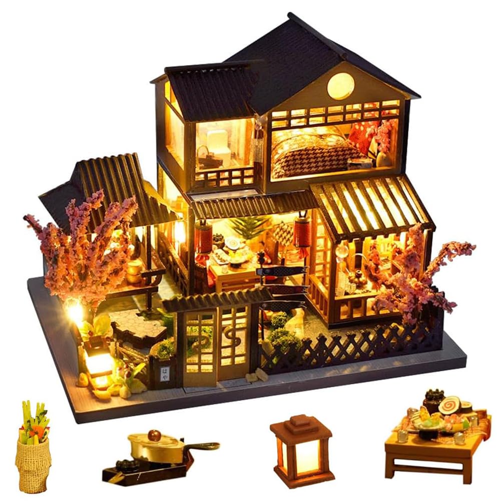 Kit casa delle bambole in miniatura in legno per casa tradizionale giapponese fai-da-te // 1:24 con decorazioni regalo artigianali per adulti - Italia
