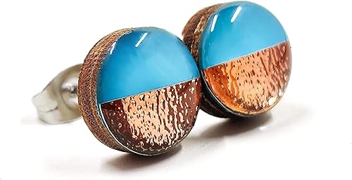 Miniatura 74 de Juego de aretes tipo dormilona de metal martillado de imitación de 0.394 pulgadas, aretes redondos para mujeres, niñas y hombres, hechos a mano