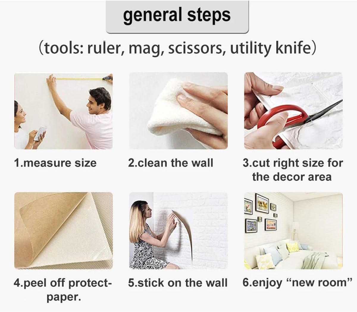 ECYC Ltd 10 Pcs Foam Brick Wallpaper Peel and Stick 3D Foam Faux Stone Brick Wall Panels Self Adhesive Foam Brick Wall Tiles Foam Brick Wall Covering Panels for Home Wall Decoration, 27.55" x 30.31"