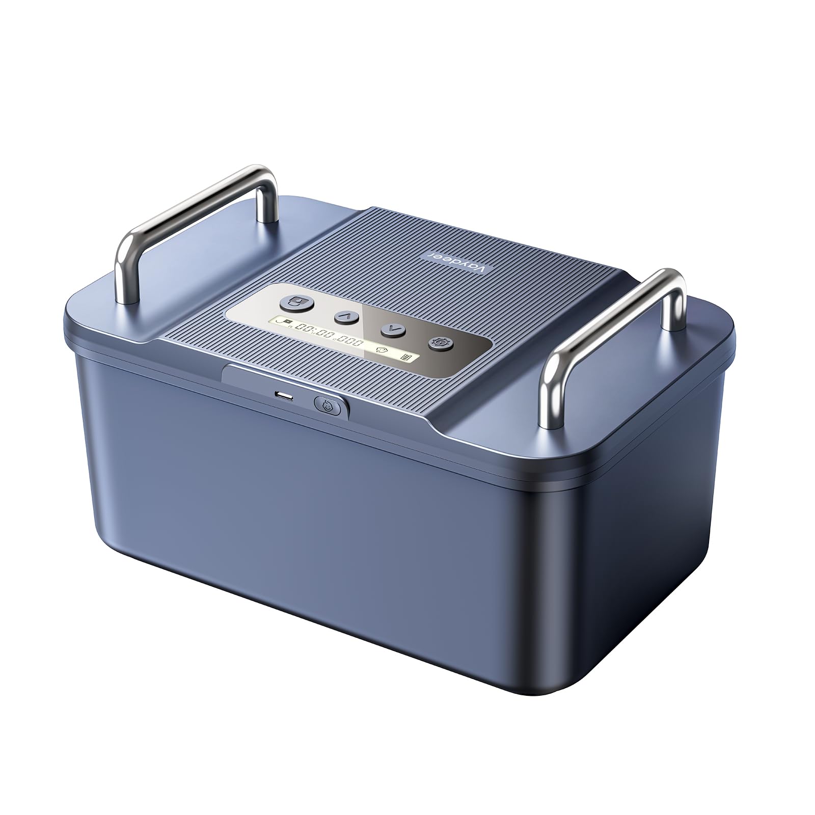 VAYDEER Security Lock Box with Timer –Safe Storage Box with Handles, LCD Display, Customisable Lock Time, USB-C Emergency Power – Portable Lock Safe for Phone, Medication, Valuables