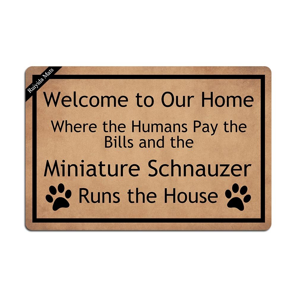 Schnauzer - Felpudo para entrada de casa (tela lavable a máquina, no tejida, 60 x 40 cm)