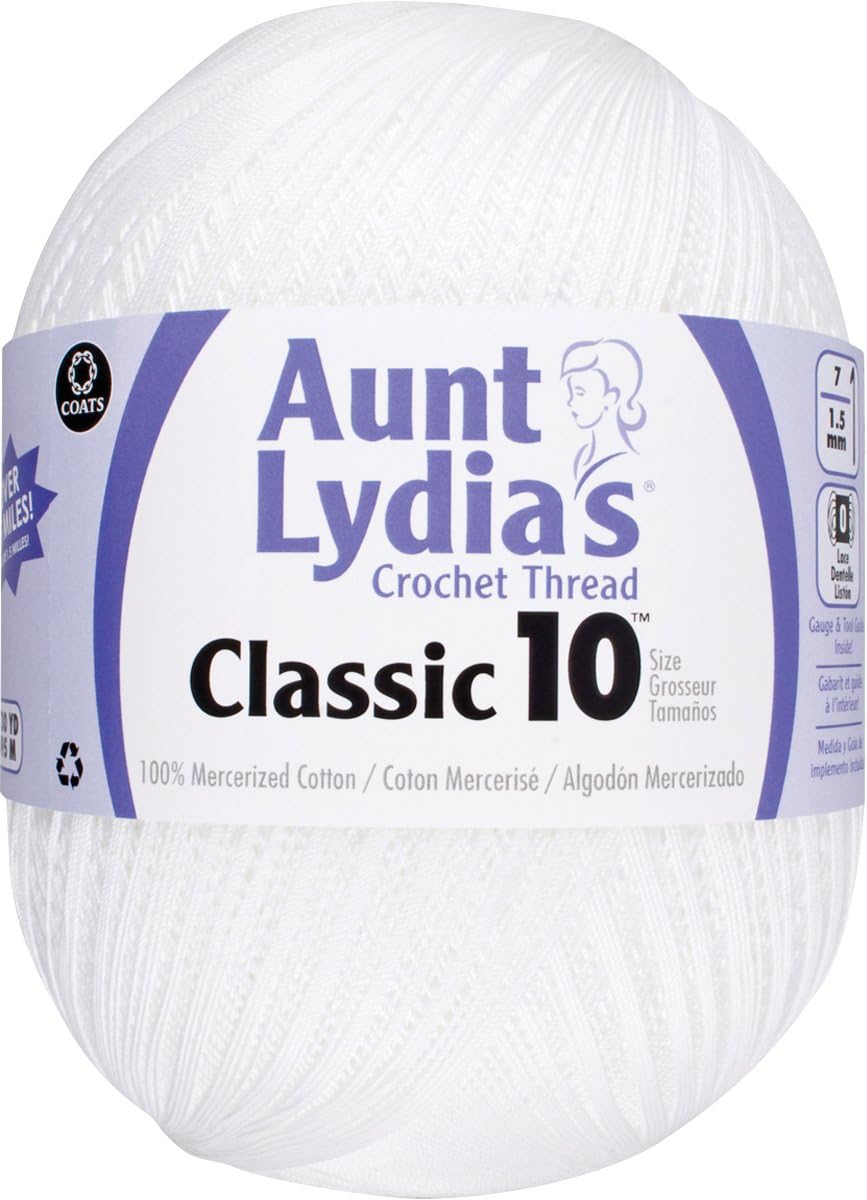 Aunt Lydia's Classic Crochet Thread Size 10 Jumbo - White