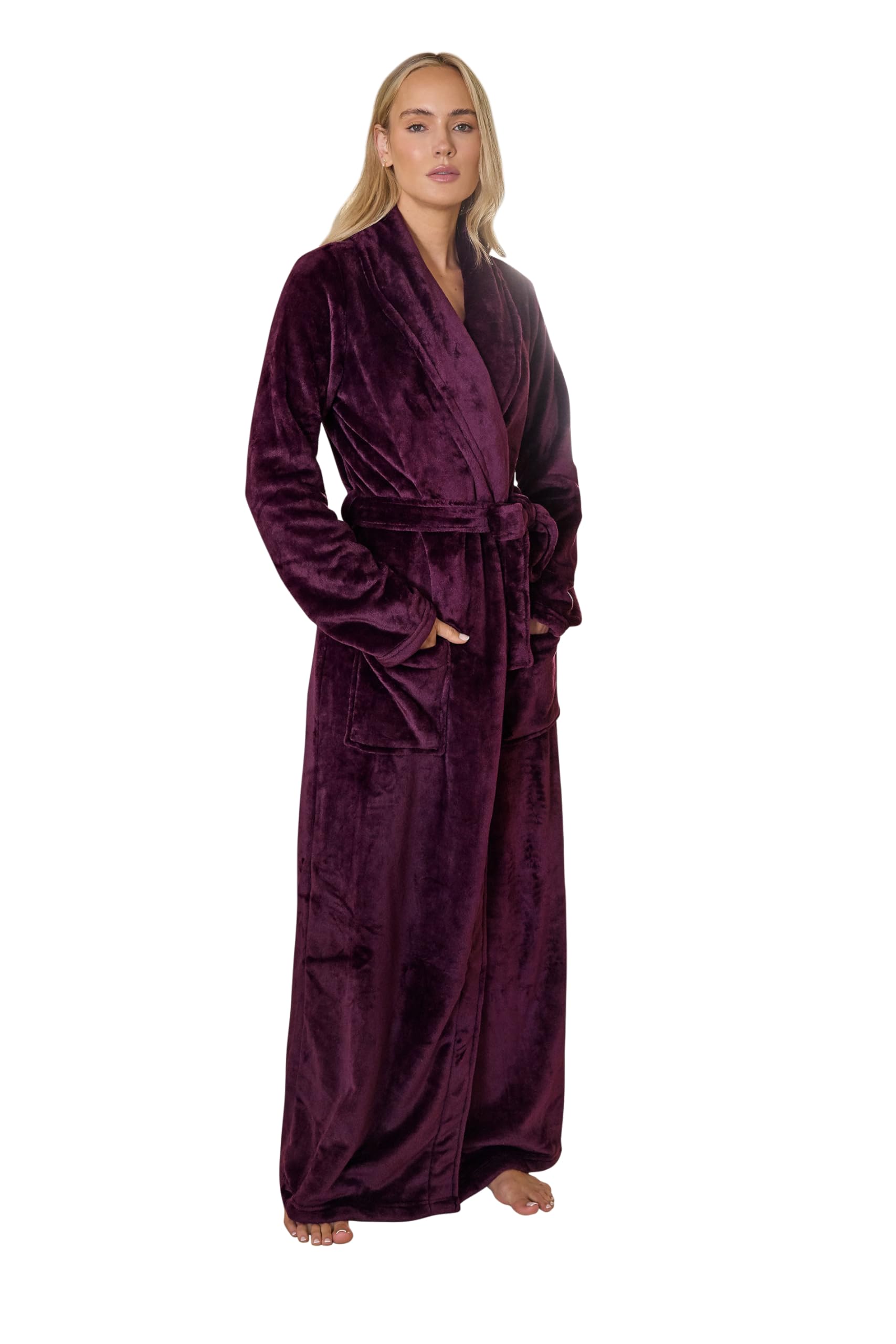 Long Tall Sally Women's Purple - Lts Tall Burgundy Red Super Luxe Maxi Dressing Gown