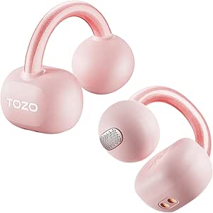 TOZO OpenEarRing True Open Ear Headphones, Lightweight Comfort Open Ear Clip Wireless Earbuds, 40H Play Bluetooth 5.4 Headphones with Smart Digital Display Design Fit Sports Running, Workout Pink asin的图片