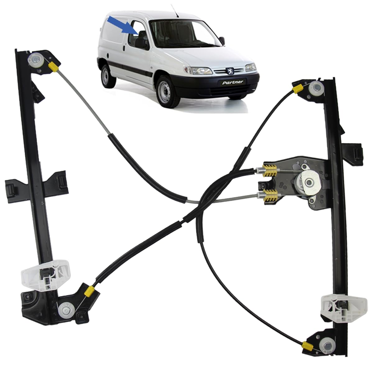 STARKIT PERFORMANCE Elevalunas compatible para Berlingo 1 y Partner 1 (1996-2008) SIN MOTOR | DELANTERO DERECHO (pasajero) 9222G1, 9222AS, 9222GM