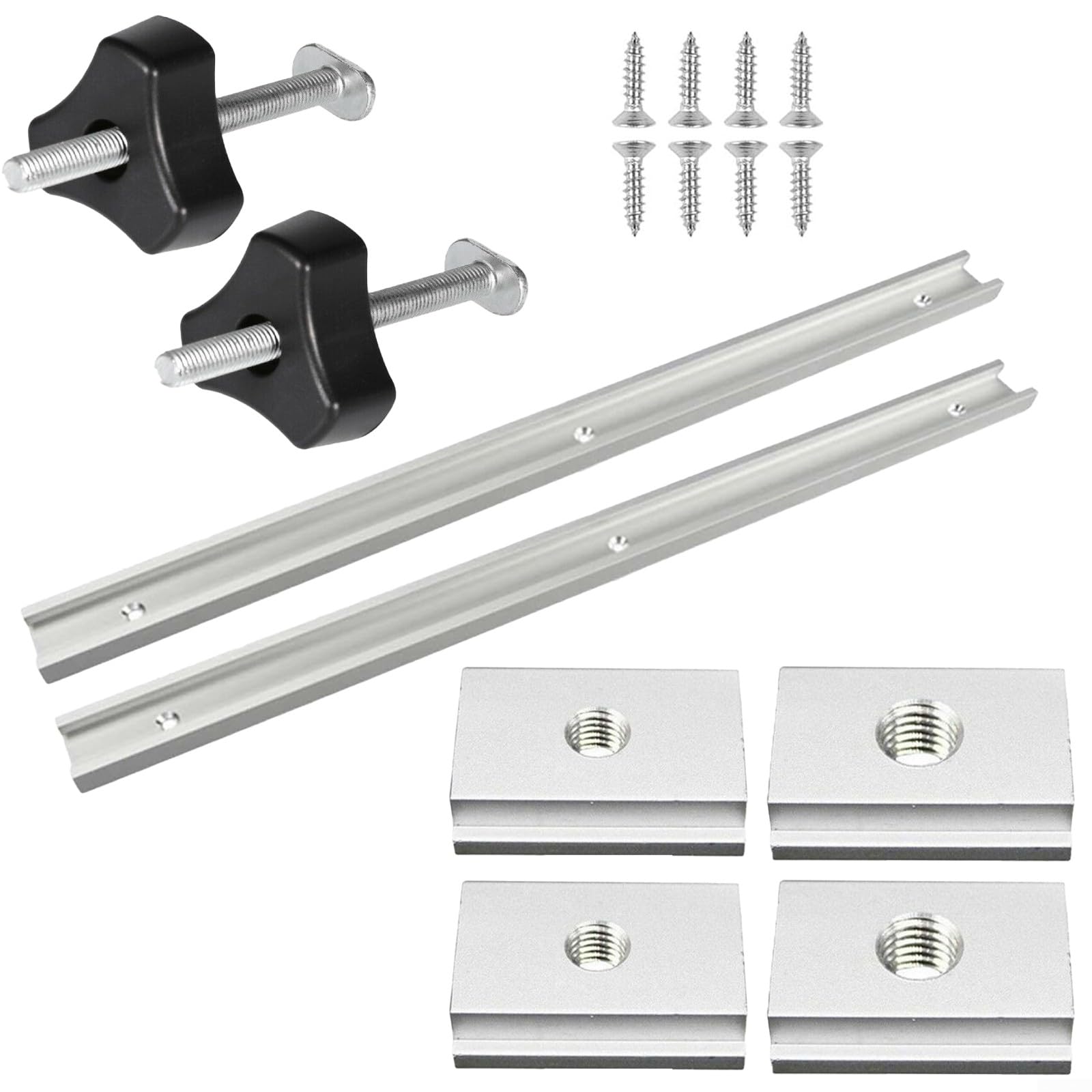 Rails en T pour le travail du bois avec glissières M6 M8 et boutons de serrage 500 mm