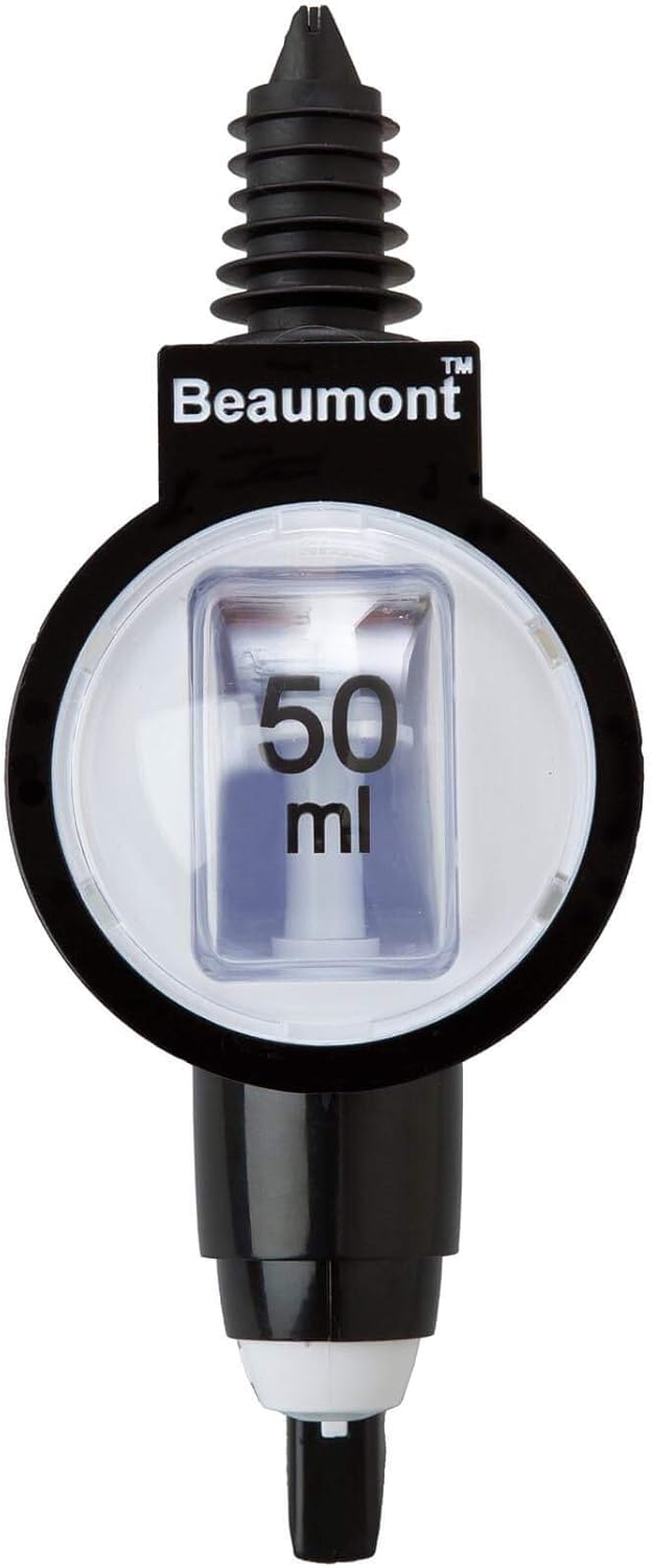 Beaumont Bar Optics 50 ml, Black & White, 50 ml Optics for Spirits, Tight Rubber Seal, Measurement Window for Monitored Dispensing, Use With a Wide Variety of Bottles, T416