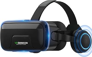 XWP Casque VR avec Écouteurs, Lunettes De Réalité Virtuelle 3D avec Lentilles HD Anti-Lumière Bleue, Compatible avec Smartphones 4,7–7,2 Pouces, pour Jeux Et Films 3D, Cadeau pour Enfants Et Famille